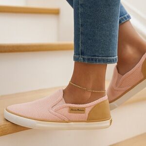 Tommy Bahama Blush Pink Corduroy Slip On Sneakers Womens 7.5 Casual Comfort Shoe
